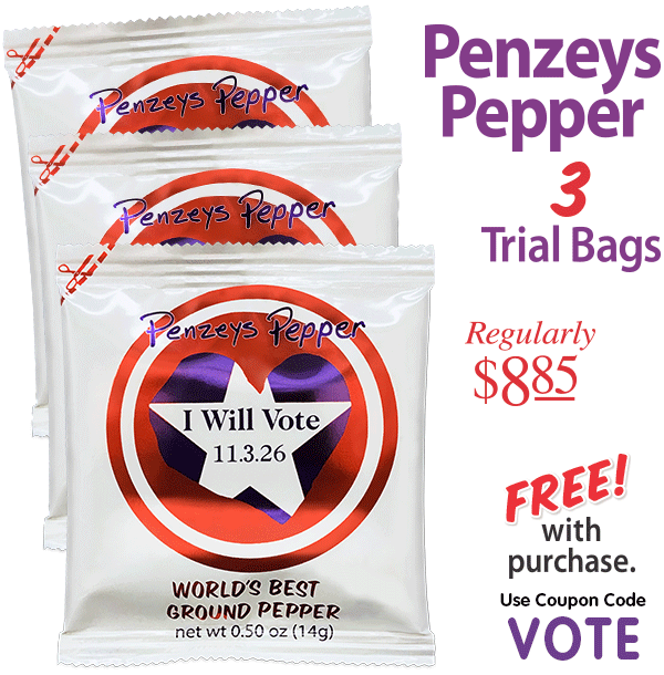 Penzeys Pepper Trial Bags
