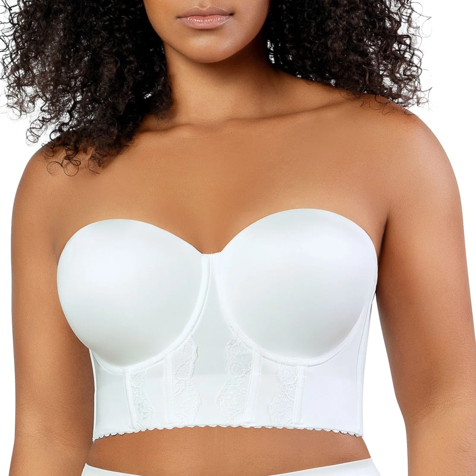 Image of PARFAIT Elissa P50116 Women's Full Bust and Full Figure Strapless Longline Bra  - Pearl White
