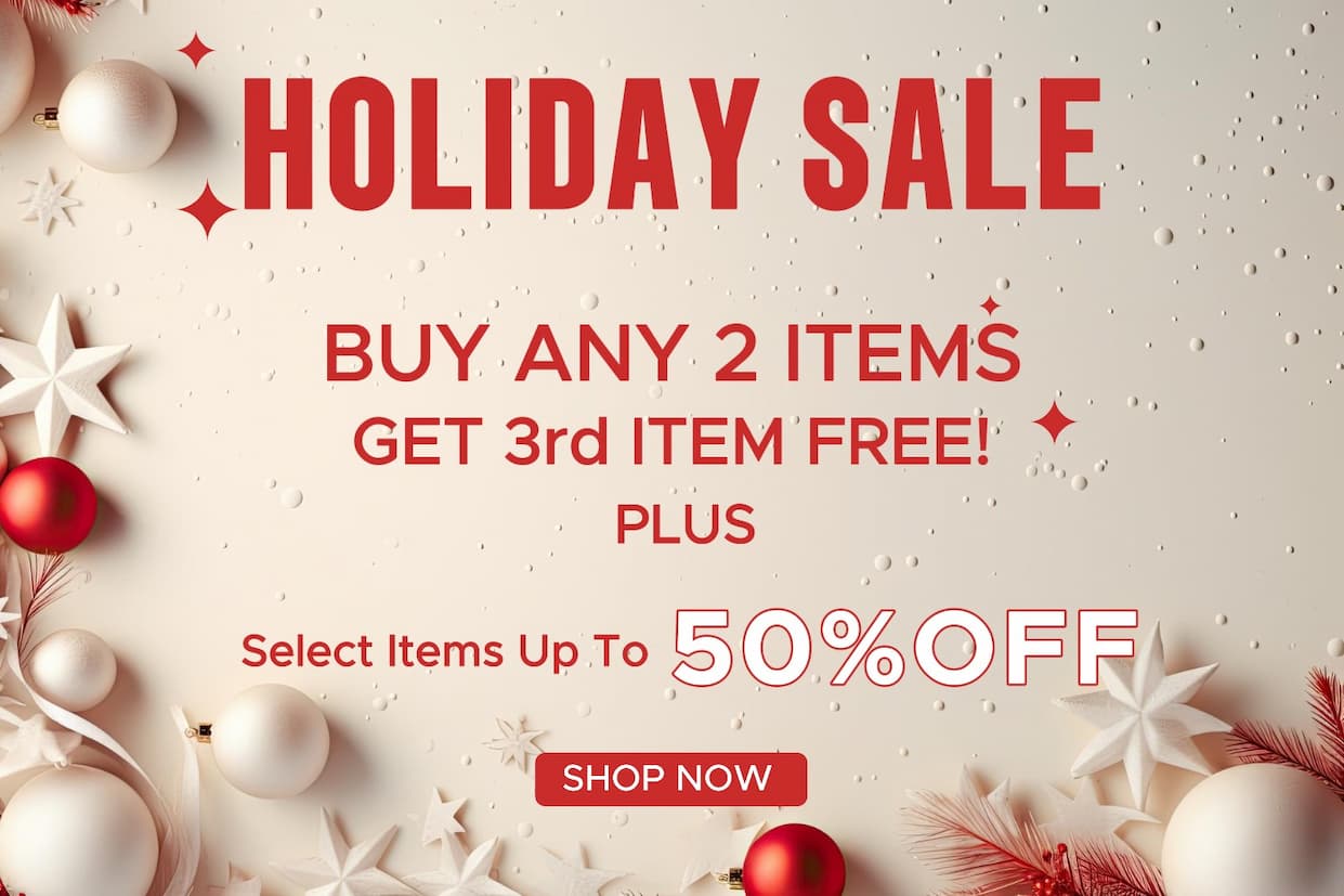 Buy any 2 itesm get the 3rd free plus select itesm up to 50% off