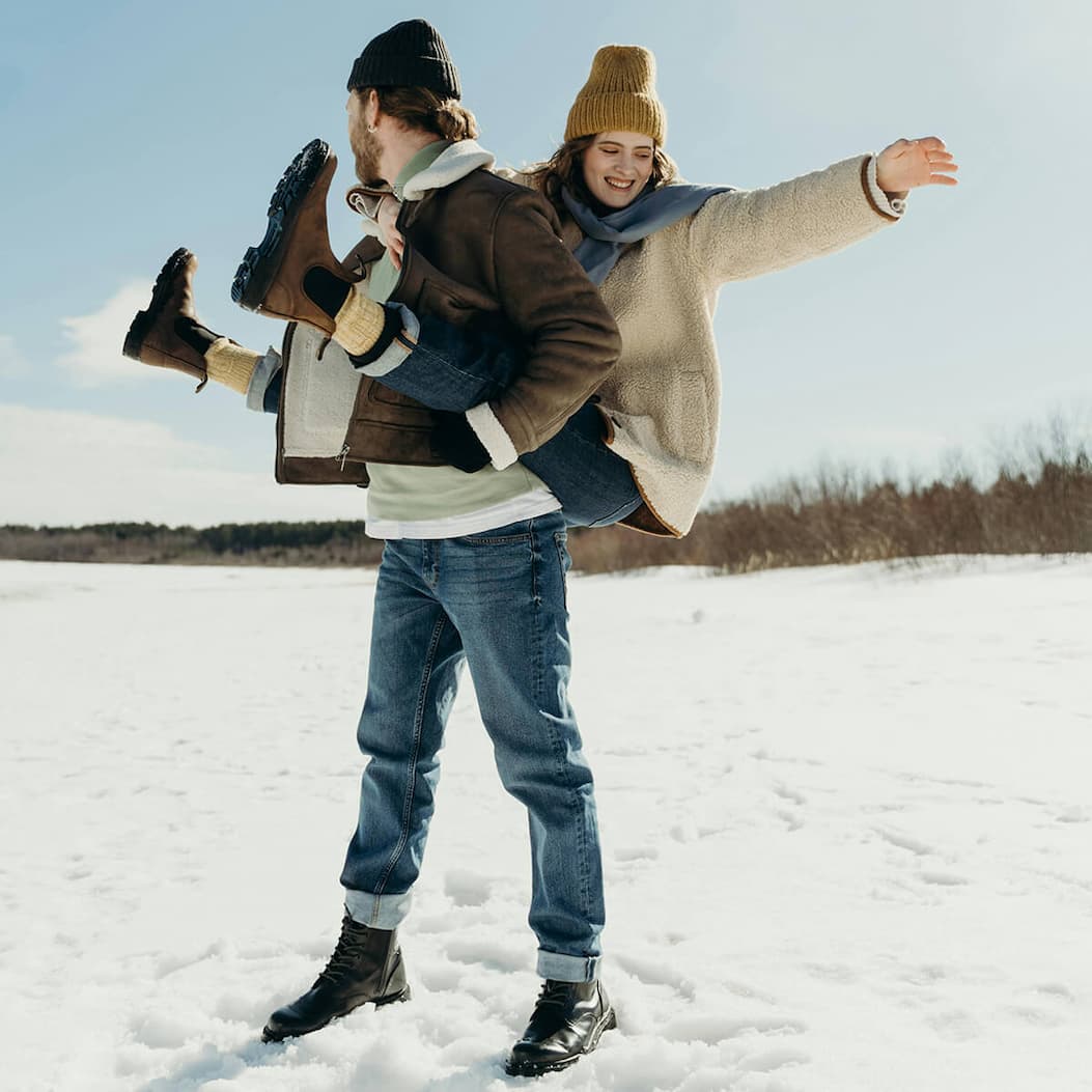 Couple playing in the snow