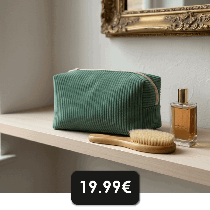 Kit Couture Craftine Trousse de Toilette en Velours Côtelé Vert d'eau