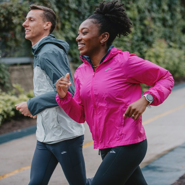 Man and woman running together