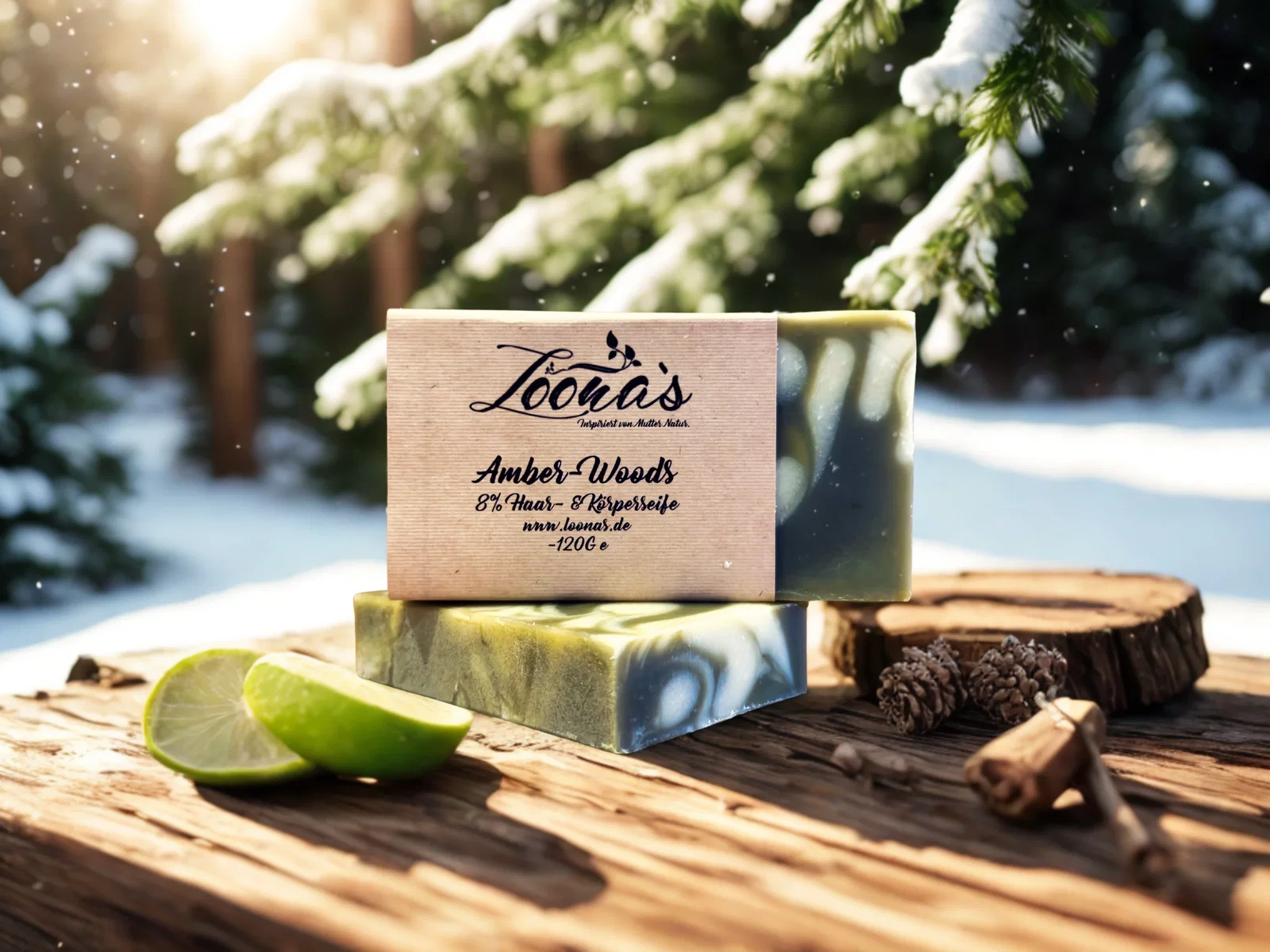 Image of NEU: 8% Amber Woods 2-in-1 Haar- & Körperseife (Erdend & Belebend)