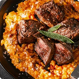 Steak Tips with Pumpkin Risotto
