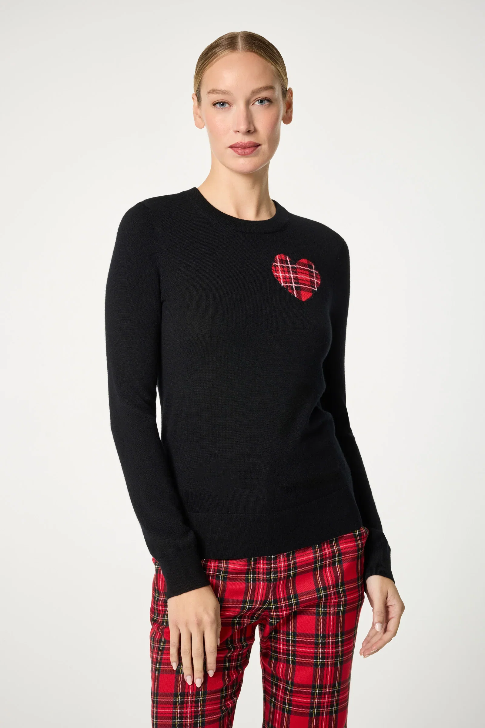 Image of Plaid Heart Crewneck Sweater