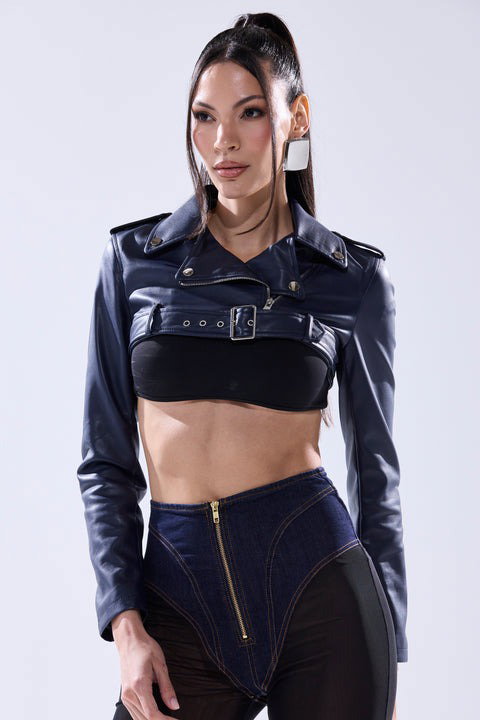 HARLEY LUXE ULTRA CROP MOTO IN NAVY