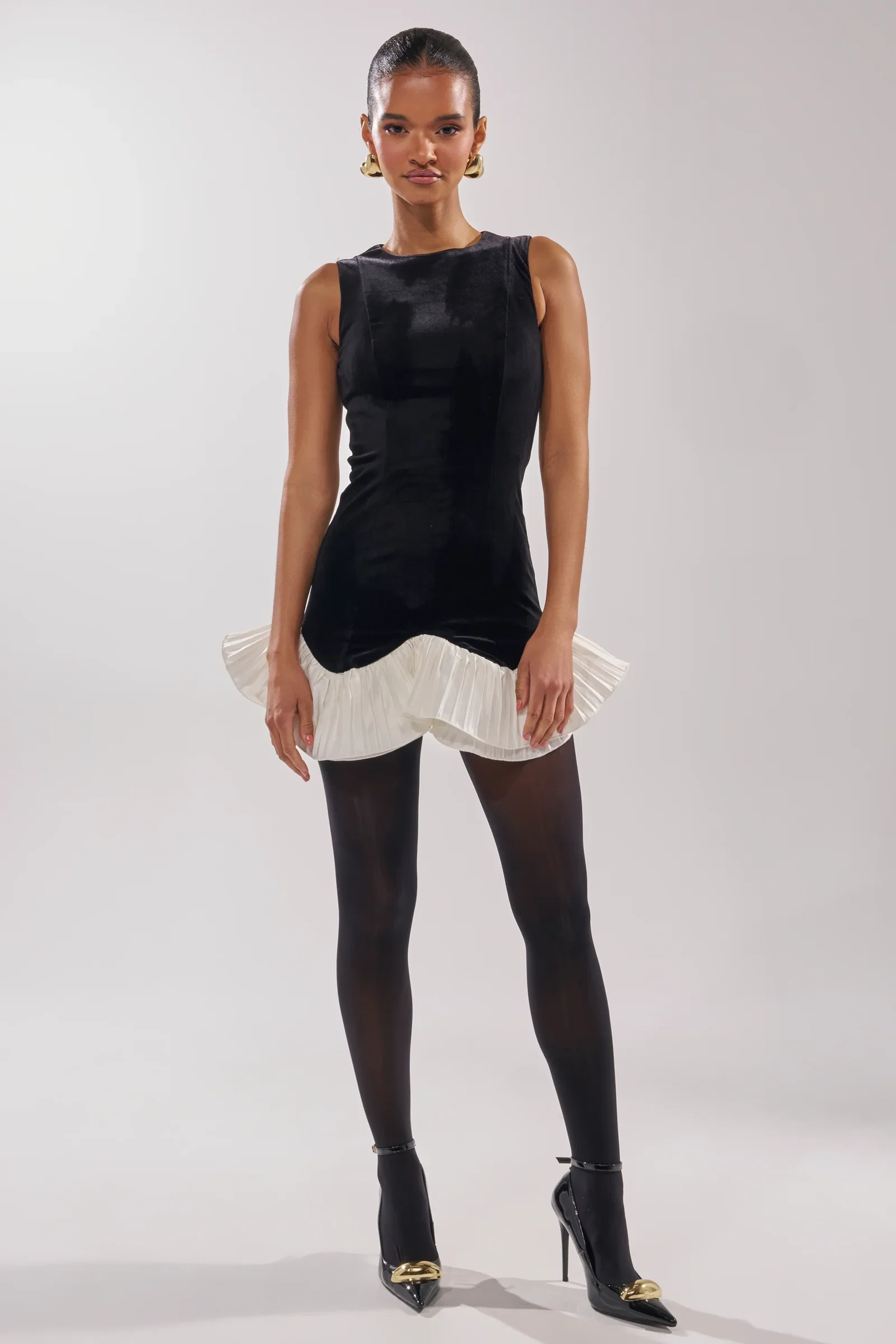 Image of BLACK SWAN VELVET MINI DRESS