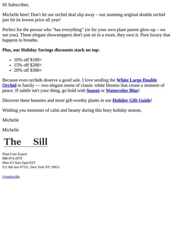 Subscriber, last chance for these orchid deals!