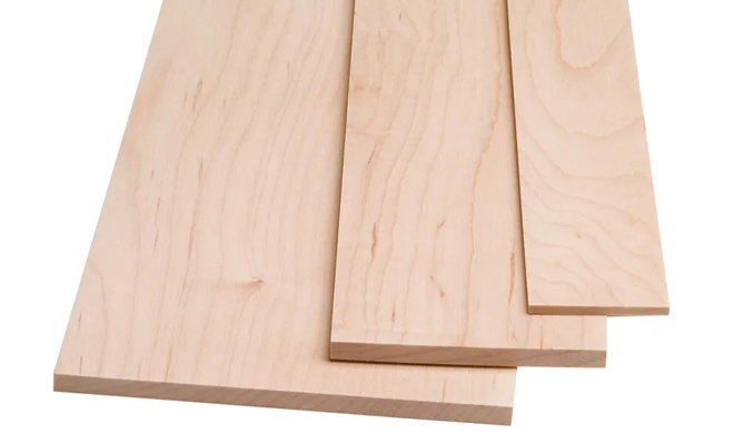 Three pieces of maple lumber