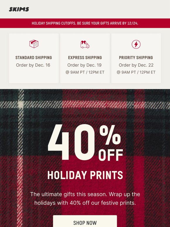 STARTS NOW: 40% OFF HOLIDAY PRINTS