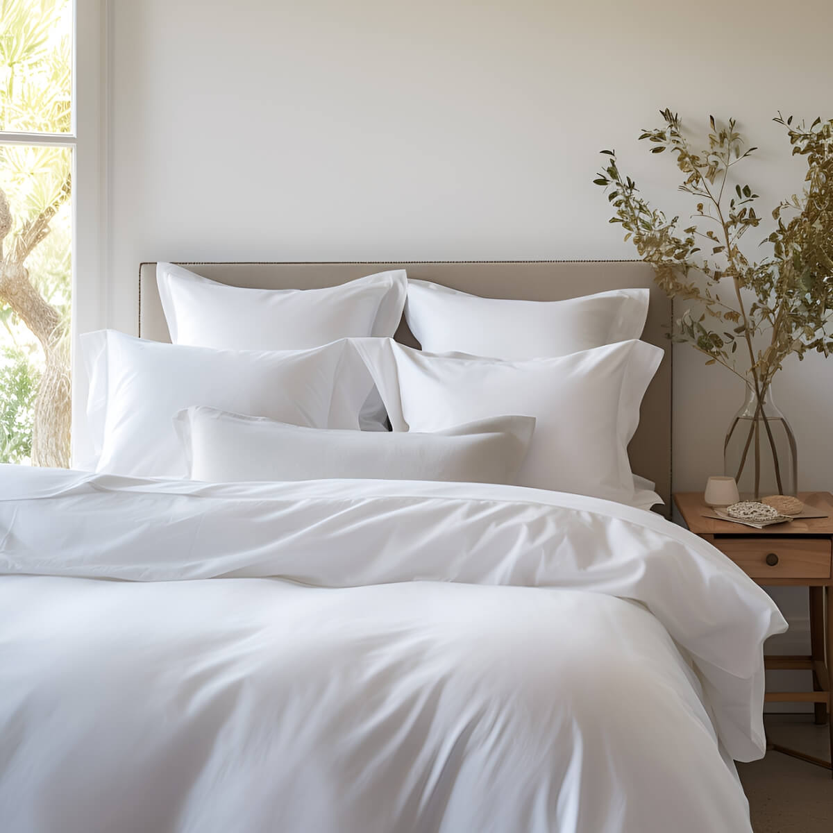 Hampton and Astley Egyptian cotton bedding in pure white