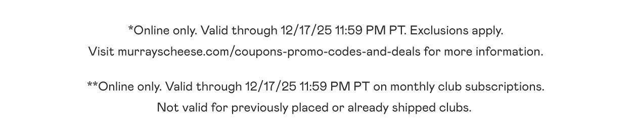 Murray's Promos, Deals and Coupons