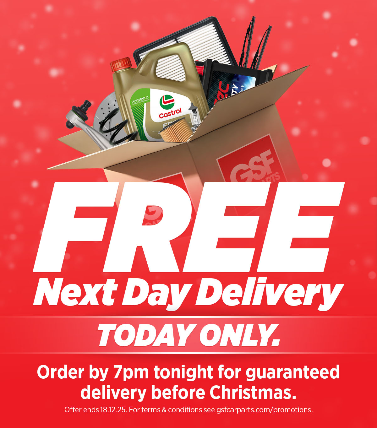 Free Next Day Delivery - Today Only - Order by 7pm Tonight.