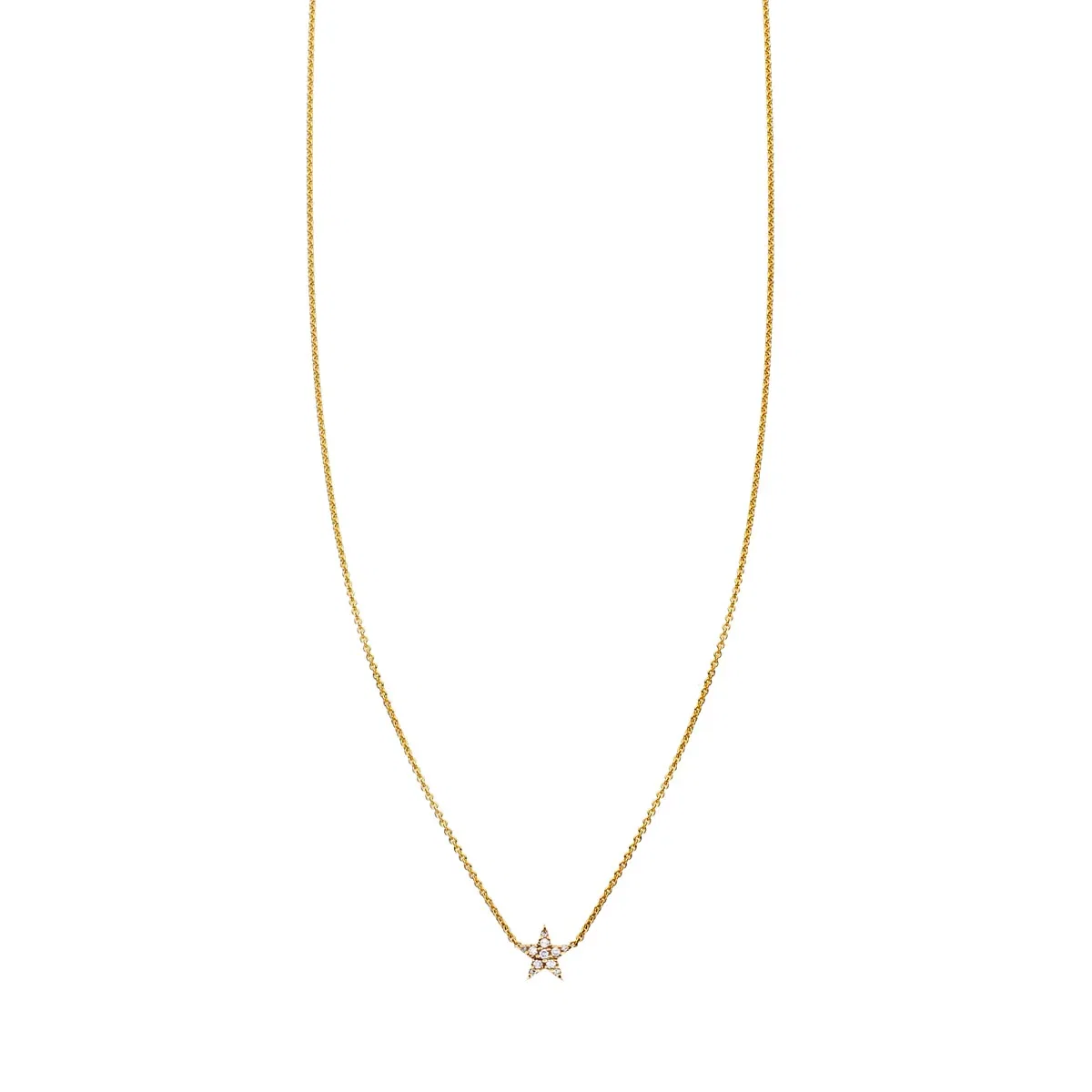 Tiny White Diamond Gold Star Necklace