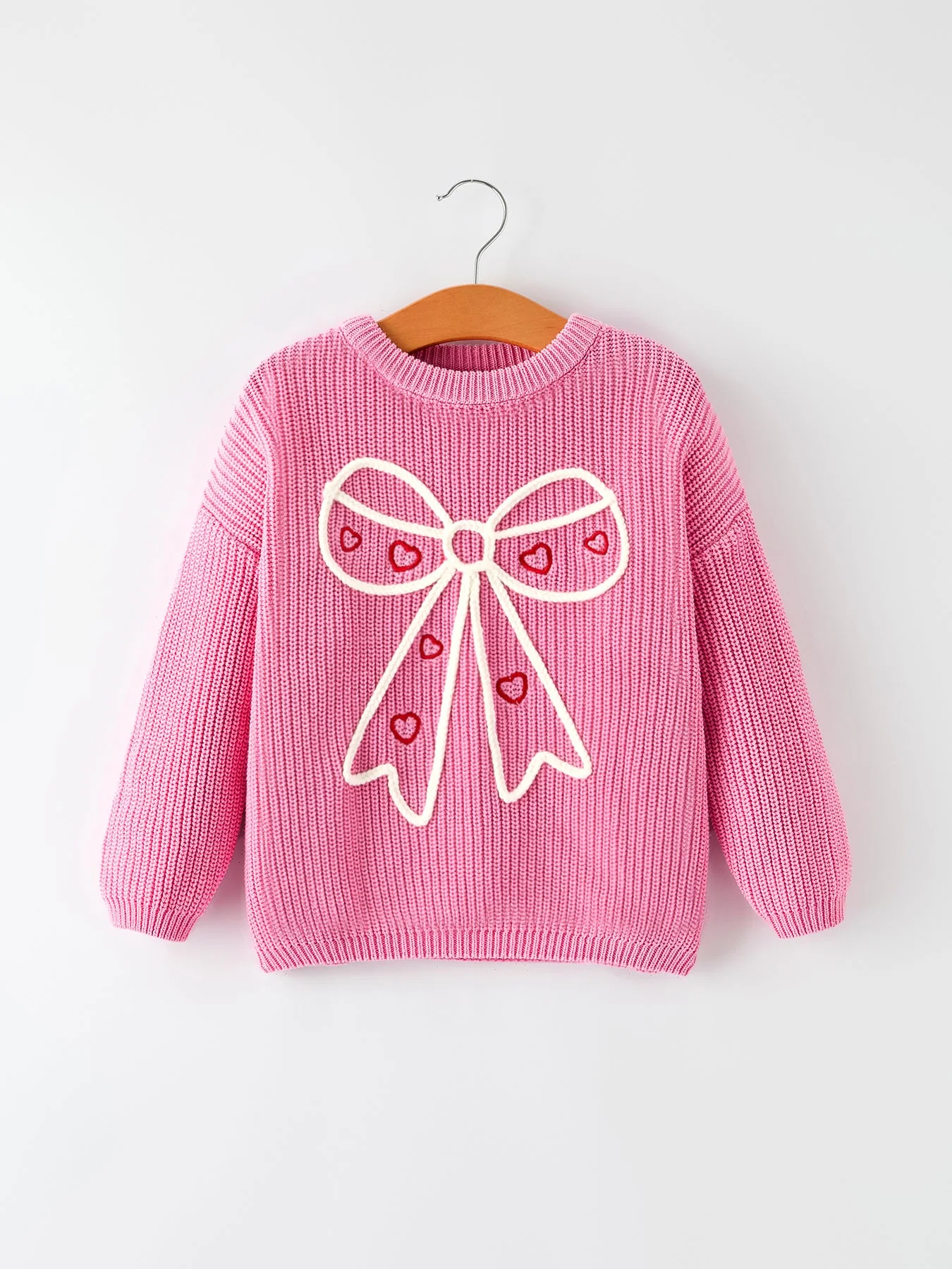 Image of Valentine's Day Pink Baby Bow Sweater Cardigan