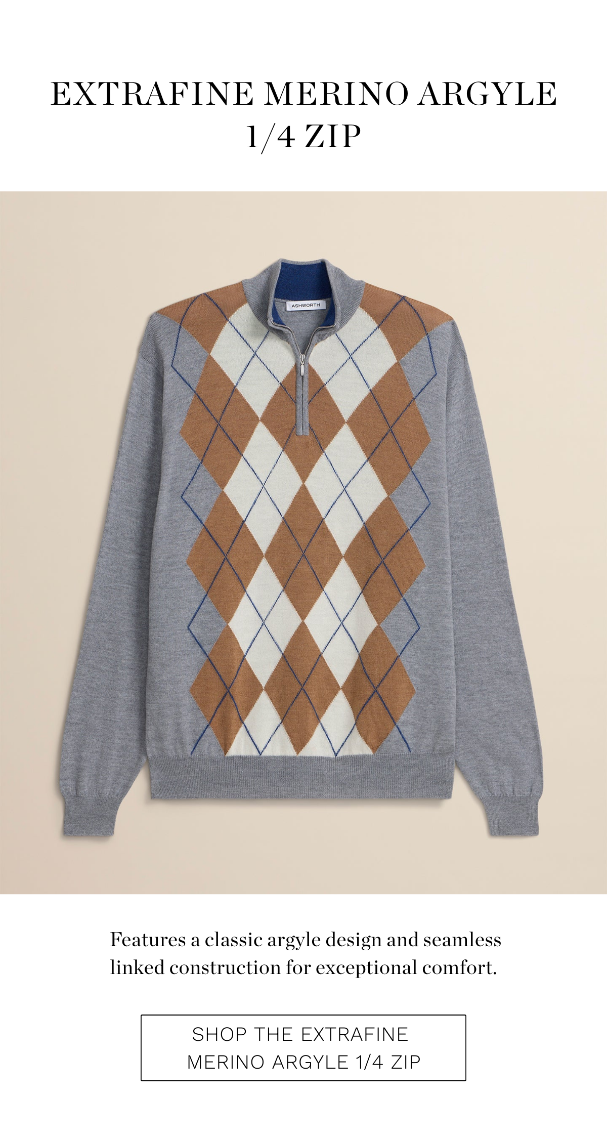 Extrafine Merino Argyle 1/4 Zip
