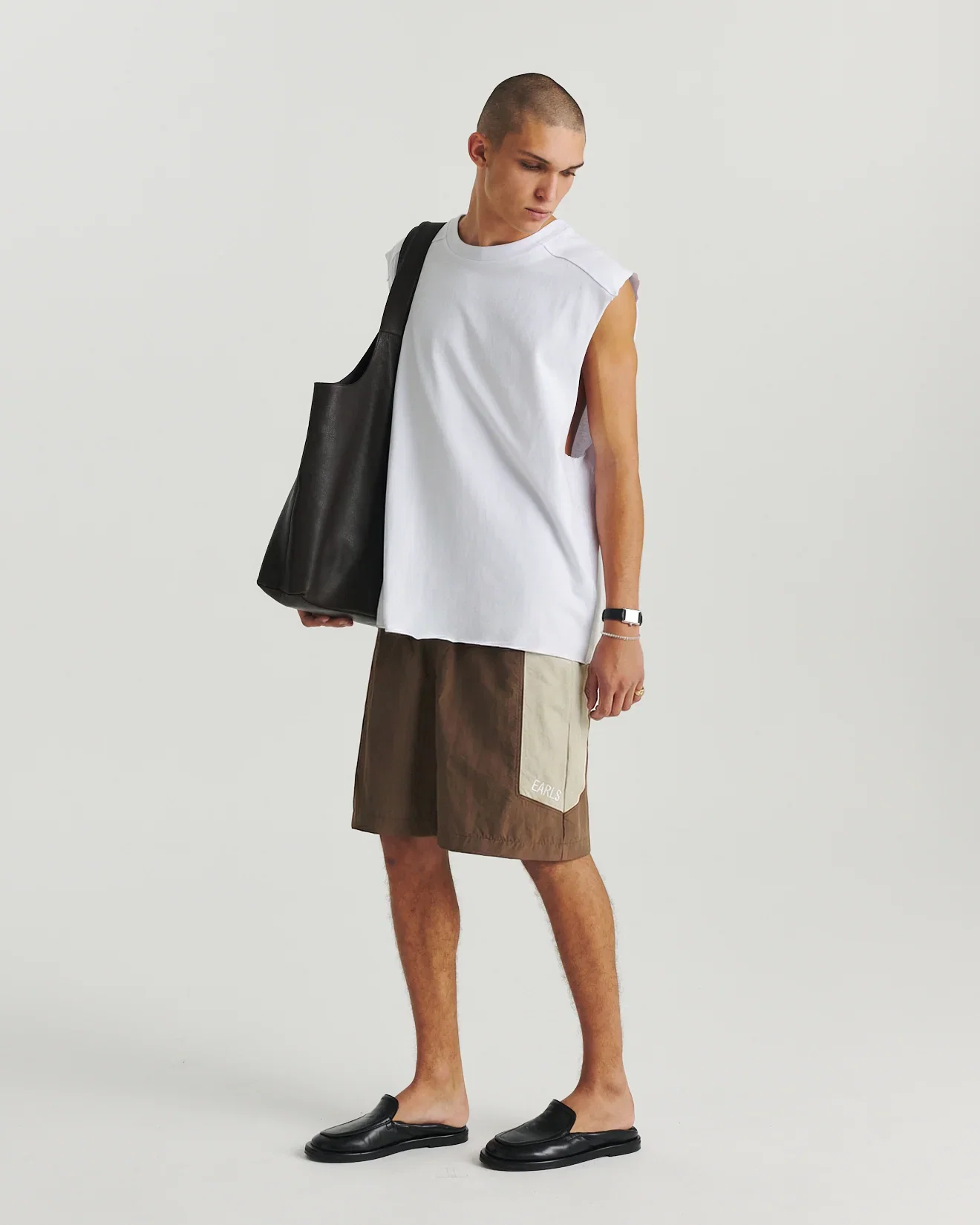 Image of Panelled Swim Short - Brown