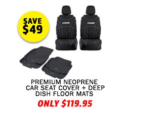 Premium Neoprene Seat Covers (Pair) + Deep Dish Floor Mats (4 Pack)