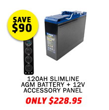 12V 120Ah Slimline AGM Battery + 12V Accessory Panel