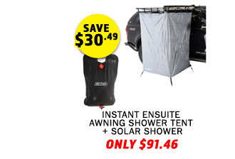 Instant Ensuite Awning Shower Tent + Solar Shower