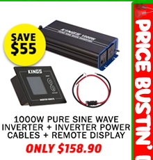 1000W Pure Sine Wave Inverter + Inverter Power Cables + Premium Inverter Remote Display