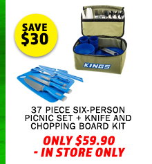 37 Piece Six-Person Picnic Set + Knife and Chopping Board Kit