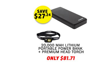 20000 mAH Lithium Portable Power Bank + Premium Head Torch