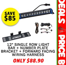 12 Single Row Light Bar + Number Plate Bracket + Forward Facing Wiring Harness