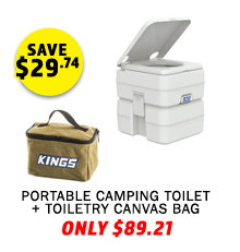 Portable Camping Toilet + Toiletry Canvas Bag