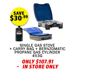 Single Gas Stove + Carry Bag + Bernzomatic Propane Gas Cylinder 453G