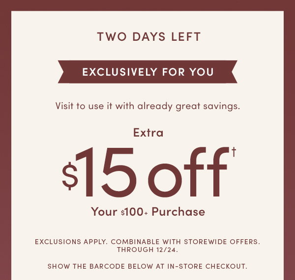 Extra $15 off