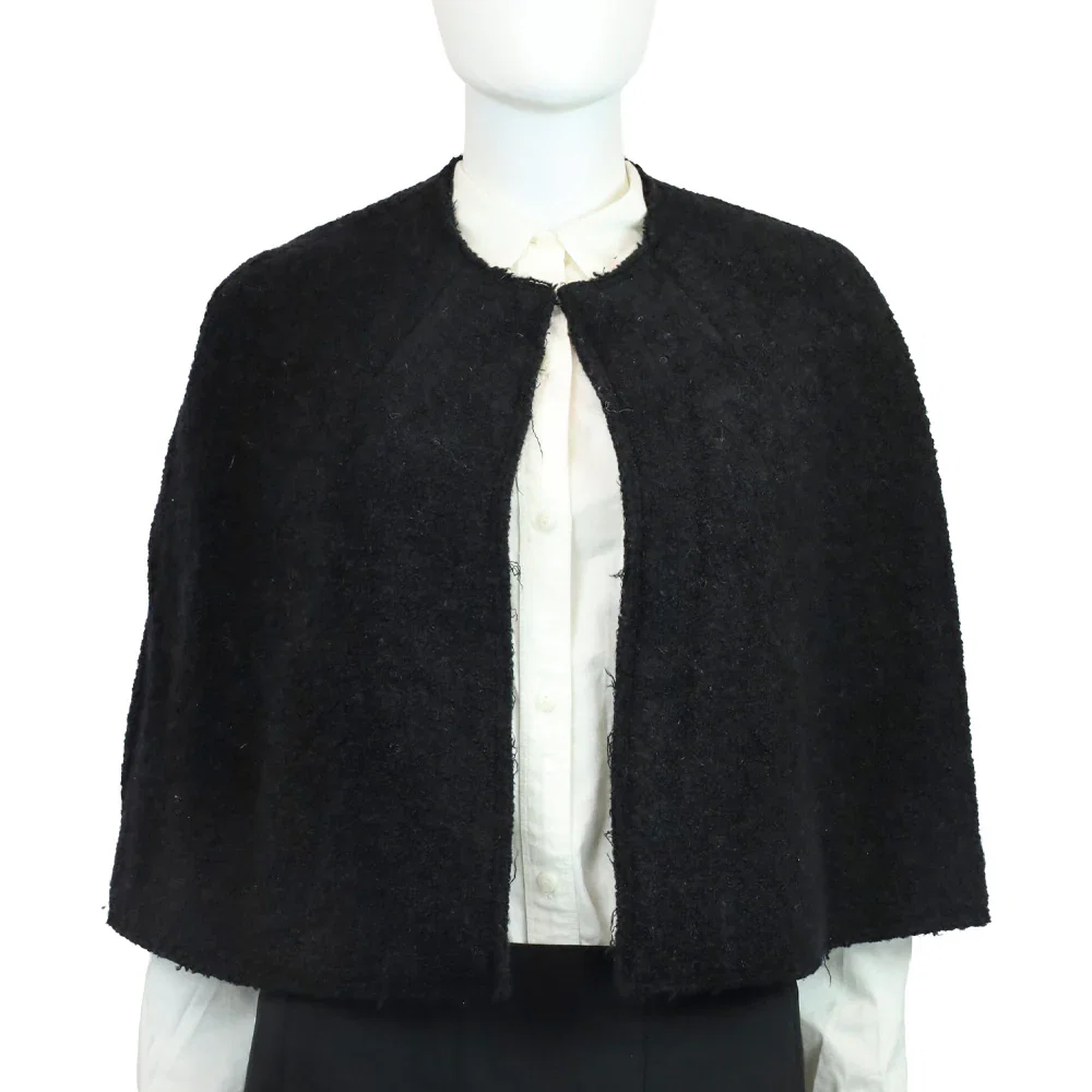 Totême Black Wool Bouclé Cape