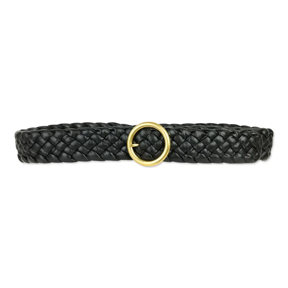 Bottega Veneta Black Foulard Intrecciato Leather Belt