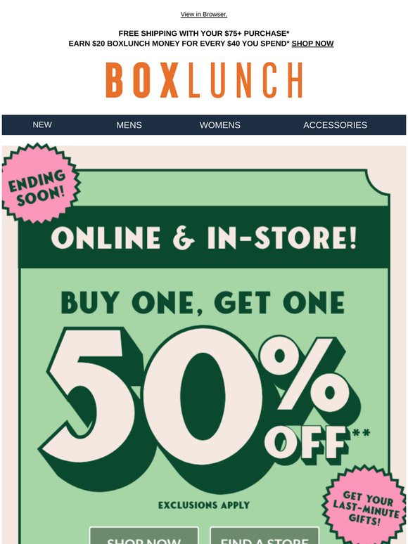BOGO 50% 2 DAYS left Buy one entree, get the other 50% off! Use code BOGO50 for  main image 3