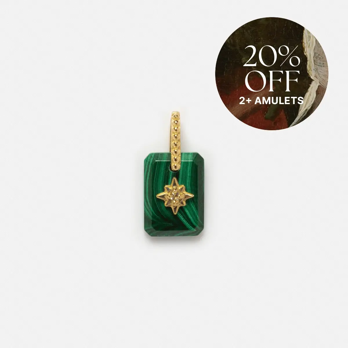 Image of Solid Gold Crystal Amulet Charm for Manifestation