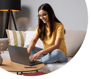 A young woman using her laptop