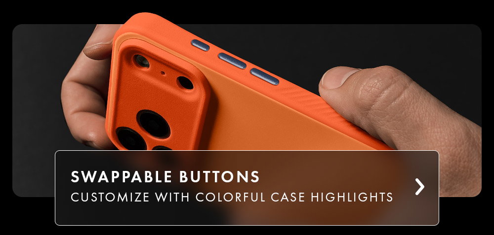 Swappable buttons. Customize with colorful case highlights.