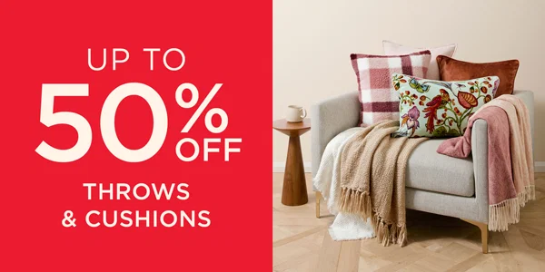 Up To 50% Off Throws & Cushions