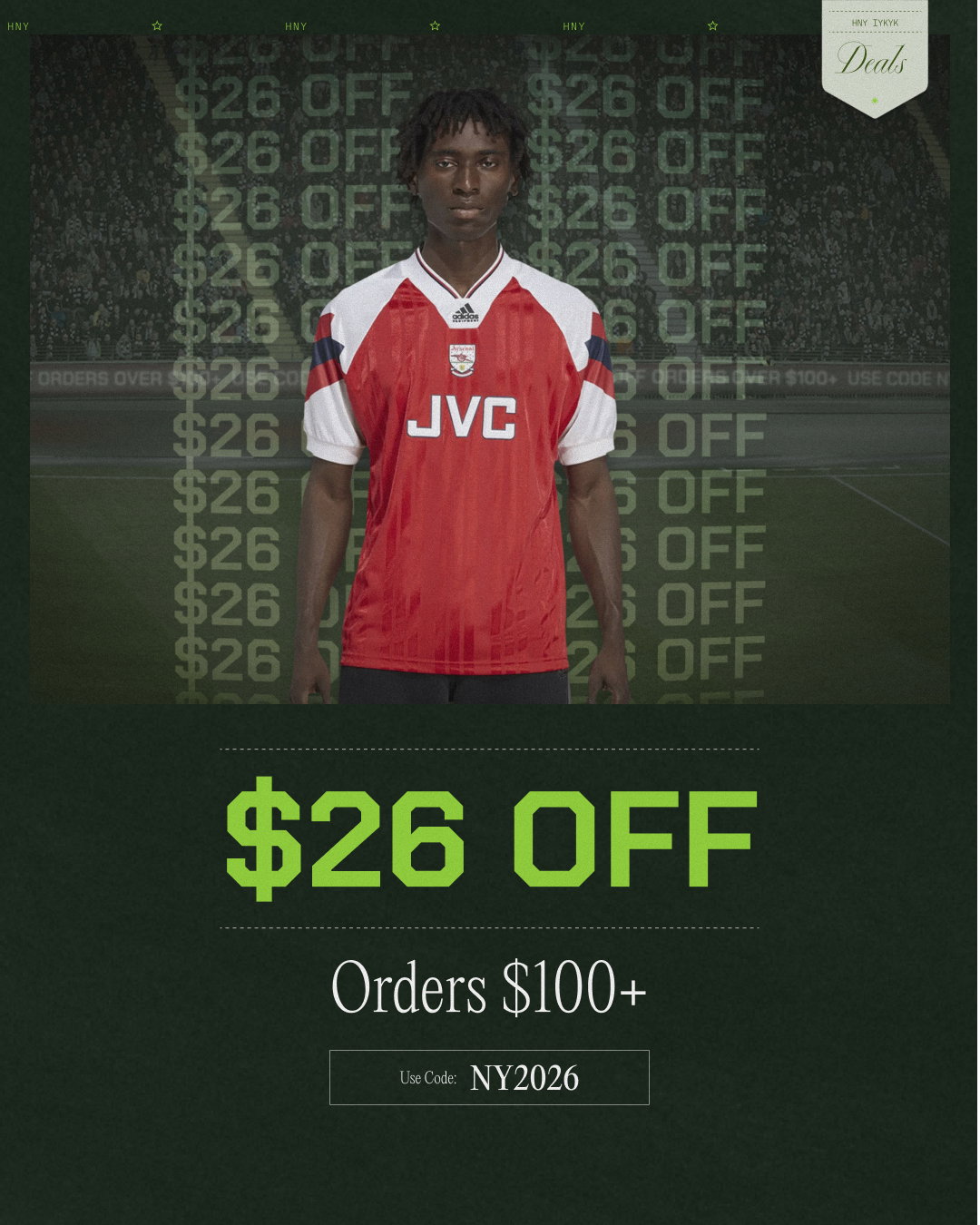 $26 off orders $100+