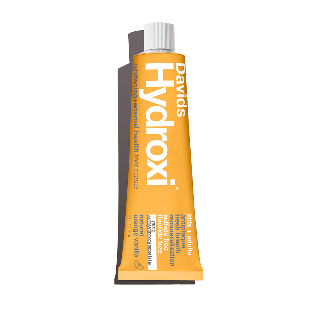 Image of Davids Hydroxi™ whitening + enamel health, nano-hydroxyapatite toothpaste, kids + adults / orange vanilla
