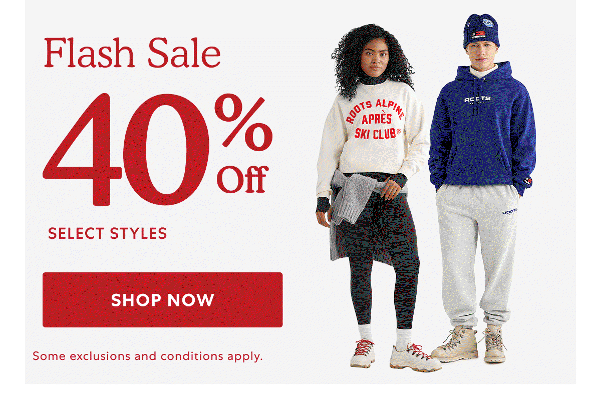 FLASH SALE 40% OFF SELECT STYLES