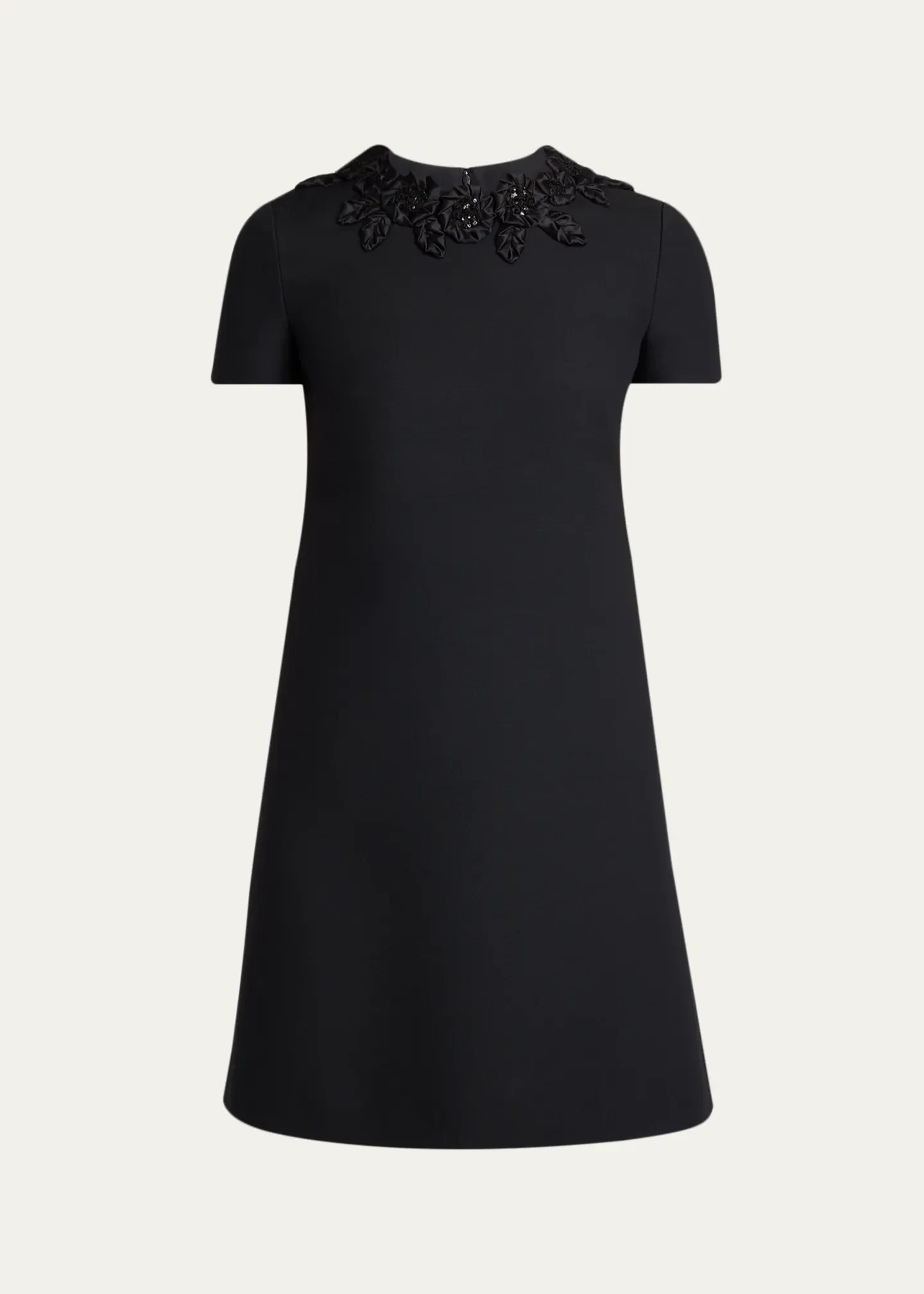 Rose Embroidered Short-Sleeve Mini Dress