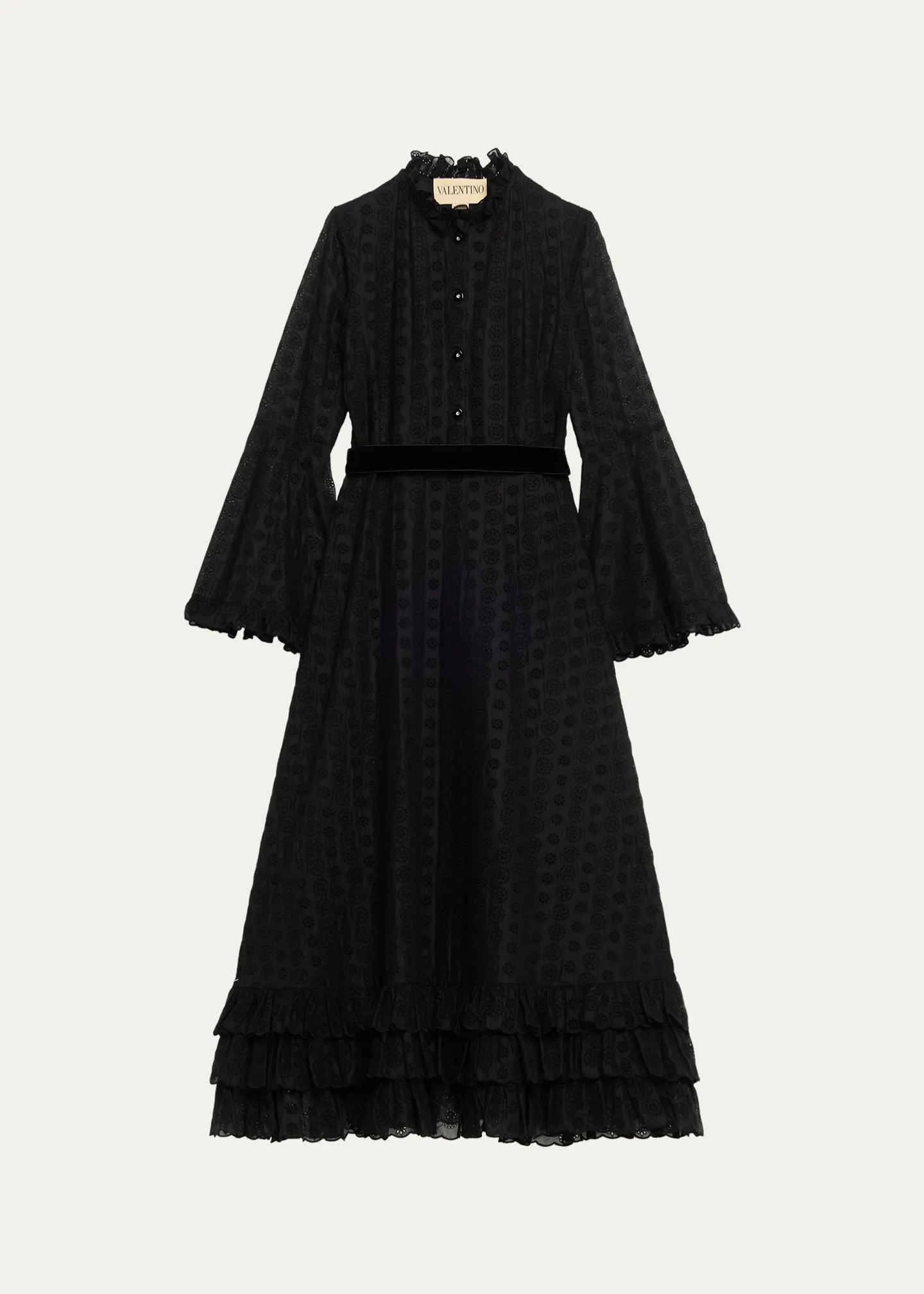 Daisy Sangallo Ruffle Trim Belted Midi Dress