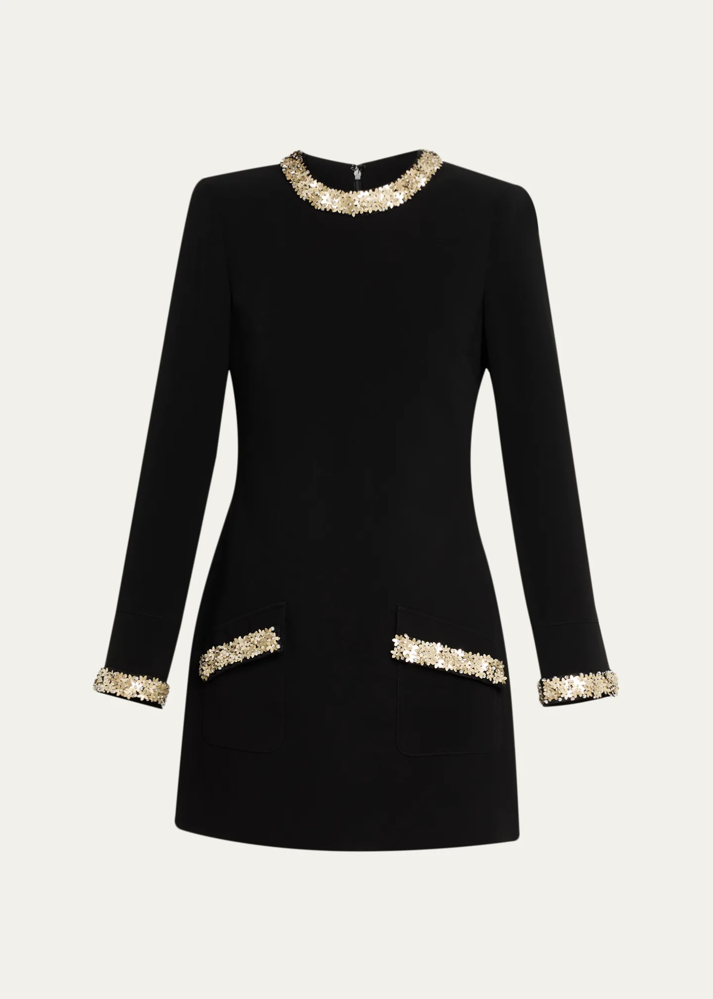 Adi Long-Sleeve Floral Embellished Mini Dress