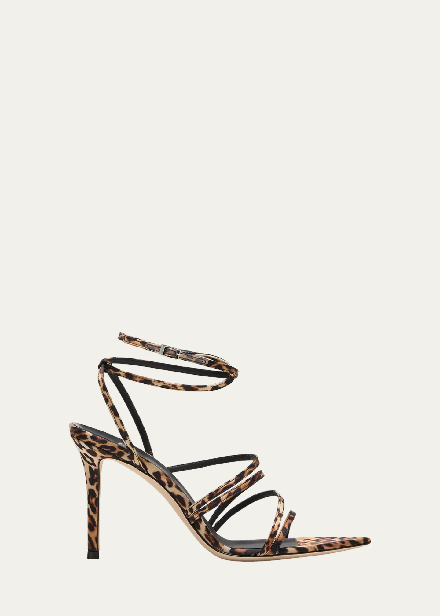 Silk Leopard Ankle-Strap Sandals