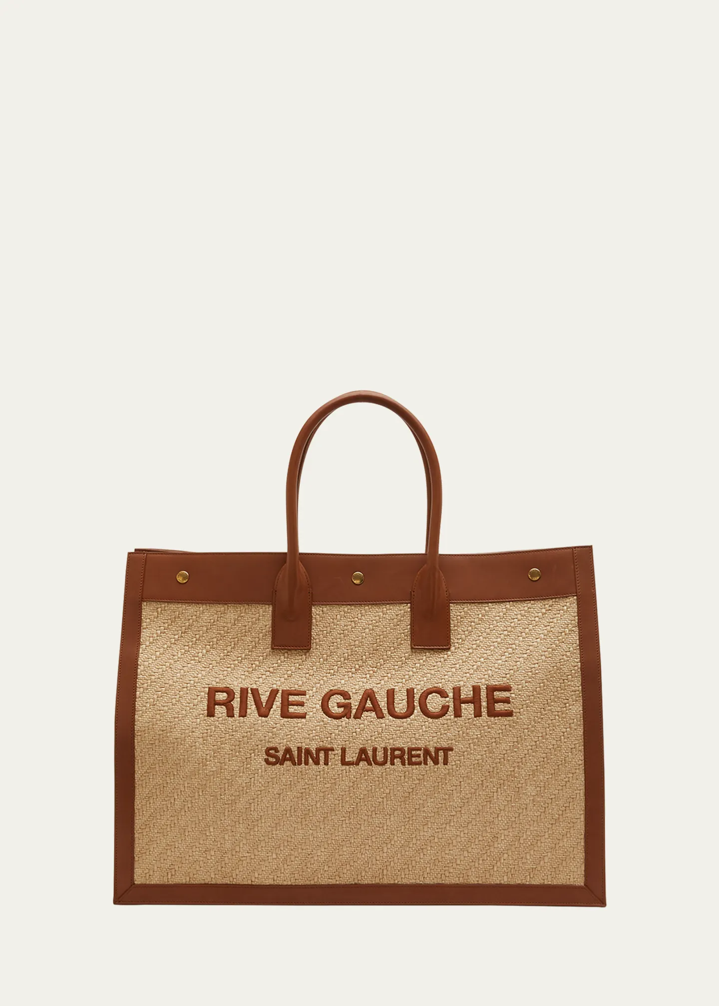 Rive Gauche Tote Bag in Raffia and Leather
