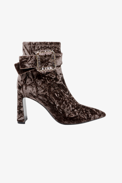 Adrian Velvet Block Heel Booties