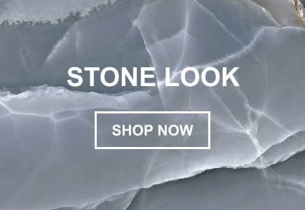 Text on image: Stone Look Image: Stormy gray marble-look tile