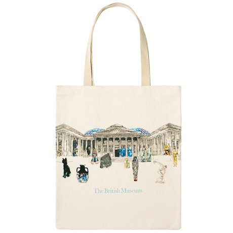 A cotton tote bag featuring an image of the Museum’s façade and a selection of its most recognisable objects. - Shop Now