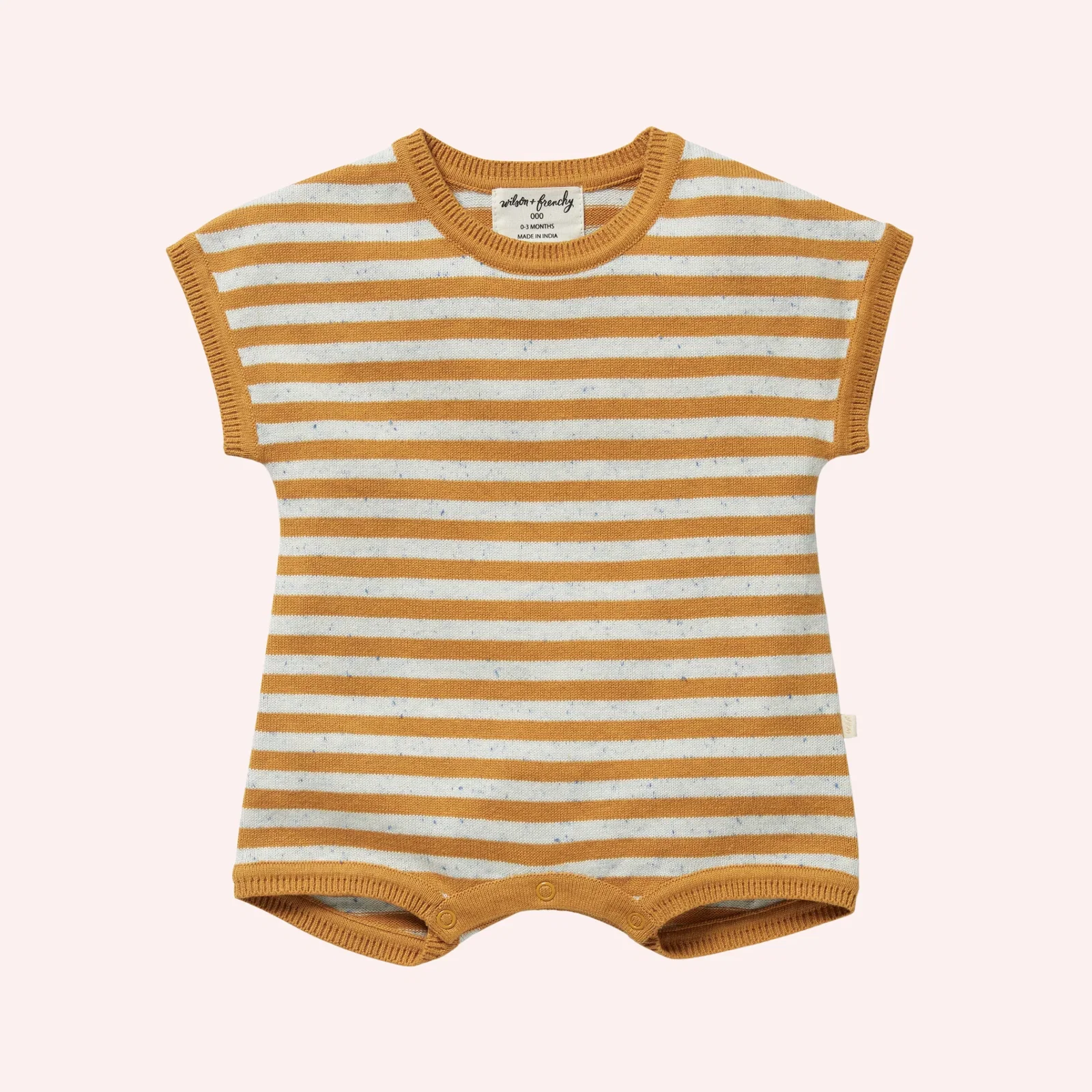 Image of Organic Knitted Growsuit - Golden Wave Stripe